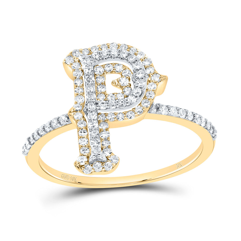 10kt Yellow Gold Diamond Fashion Initial Ladies Wedding Engagement Anniversary Ring