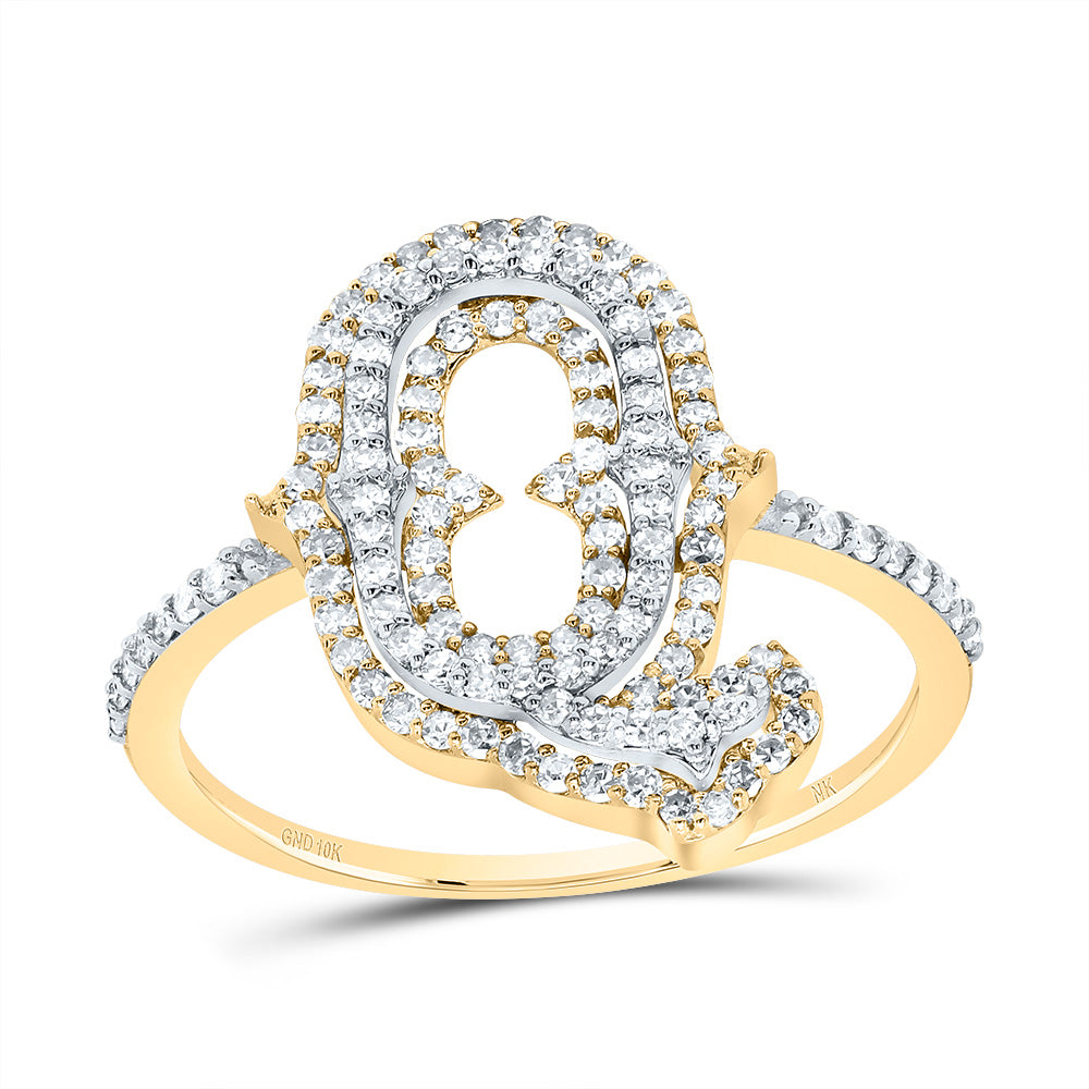 10kt Yellow Gold Diamond Fashion Initial Ladies Wedding Engagement Anniversary Ring