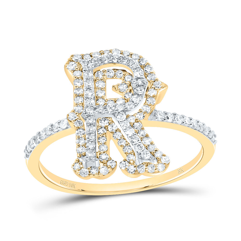 10kt Yellow Gold Diamond Fashion Initial Ladies Wedding Engagement Anniversary Ring