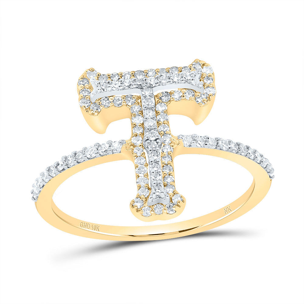 10kt Yellow Gold Diamond Fashion Initial Ladies Wedding Engagement Anniversary Ring