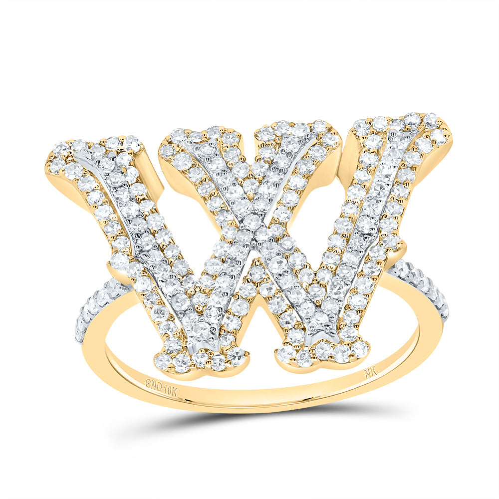10kt Yellow Gold Diamond Fashion Initial Ladies Wedding Engagement Anniversary Ring