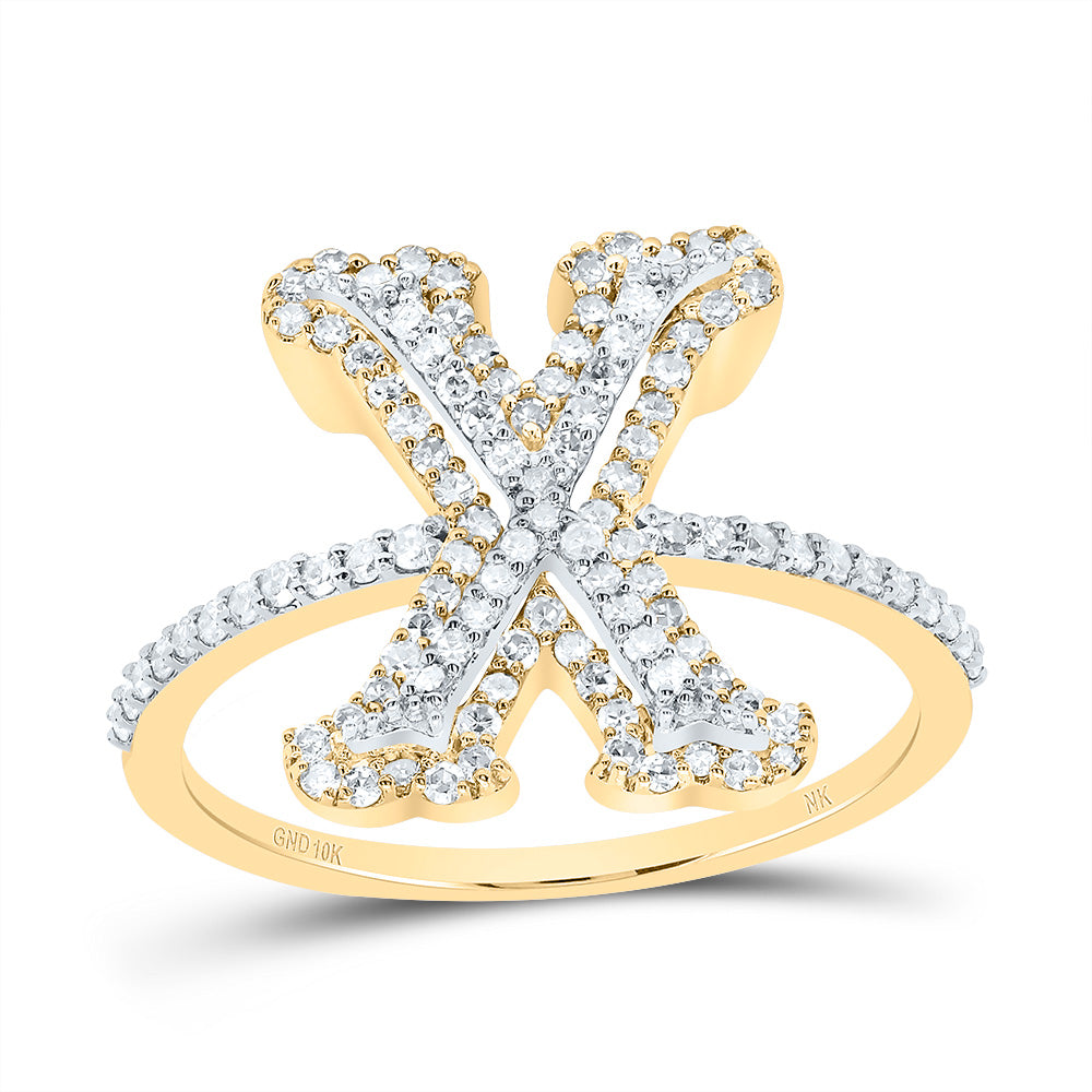 10kt Yellow Gold Diamond Fashion Initial Ladies Wedding Engagement Anniversary Ring