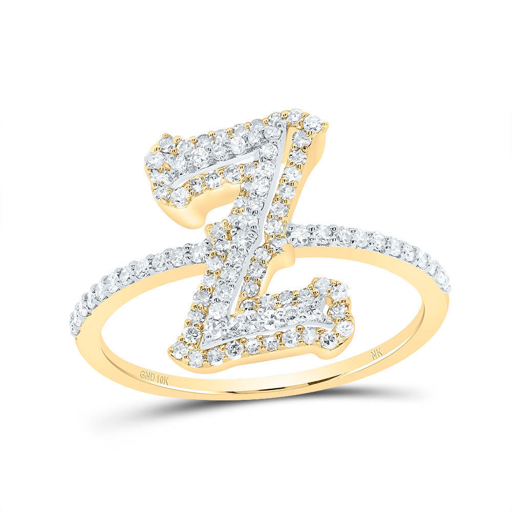 10kt Yellow Gold Diamond Fashion Initial Ladies Wedding Engagement Anniversary Ring