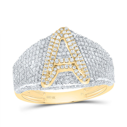 10kt Yellow Gold Diamond Initial Men's Ring
