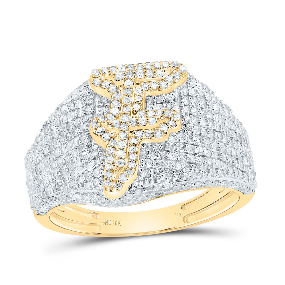 10kt Yellow Gold Diamond Initial Men's Ring