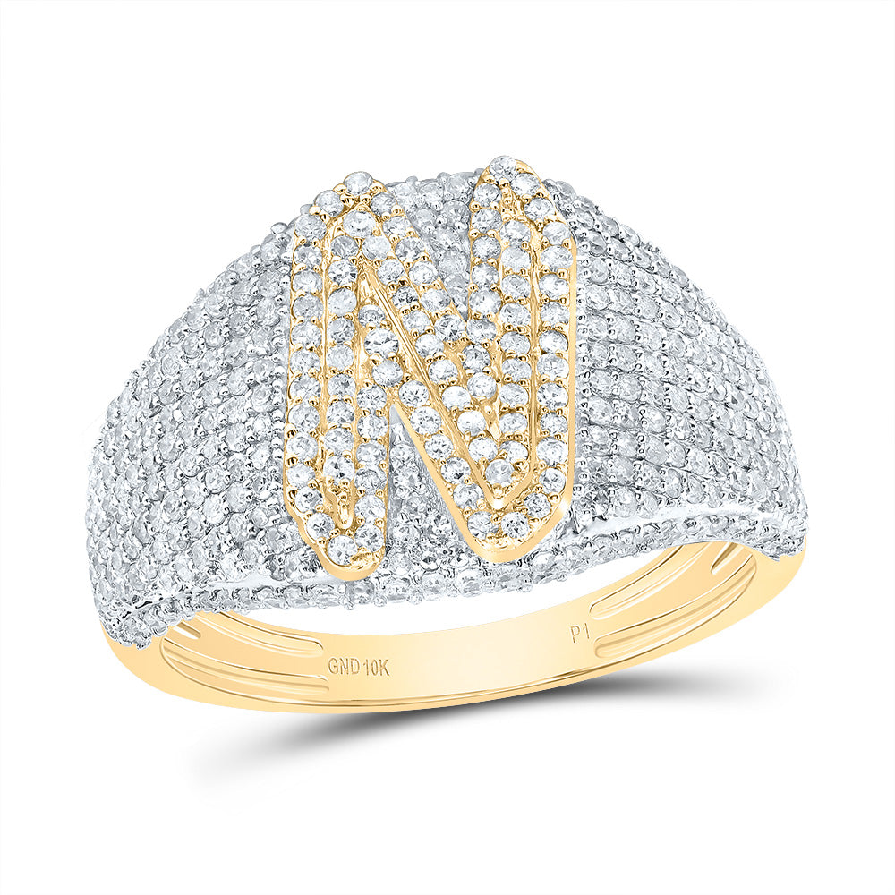10kt Yellow Gold Diamond Initial Men's Ring