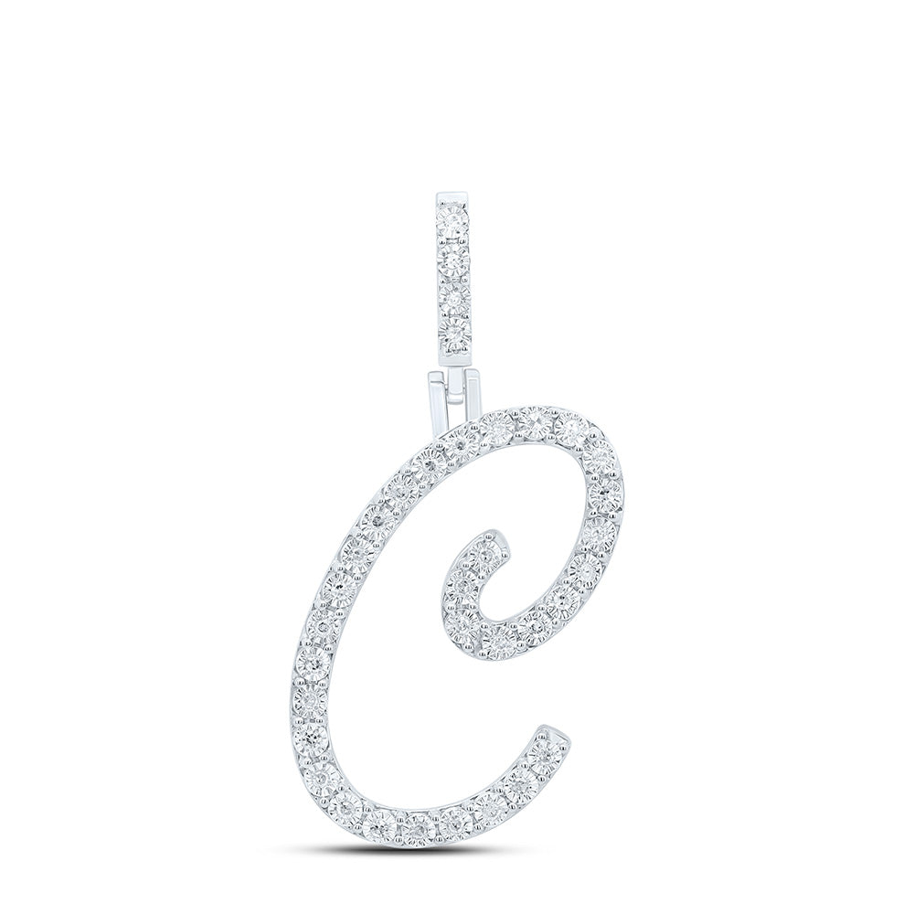 Sterling Silver Diamond Initial Pendant