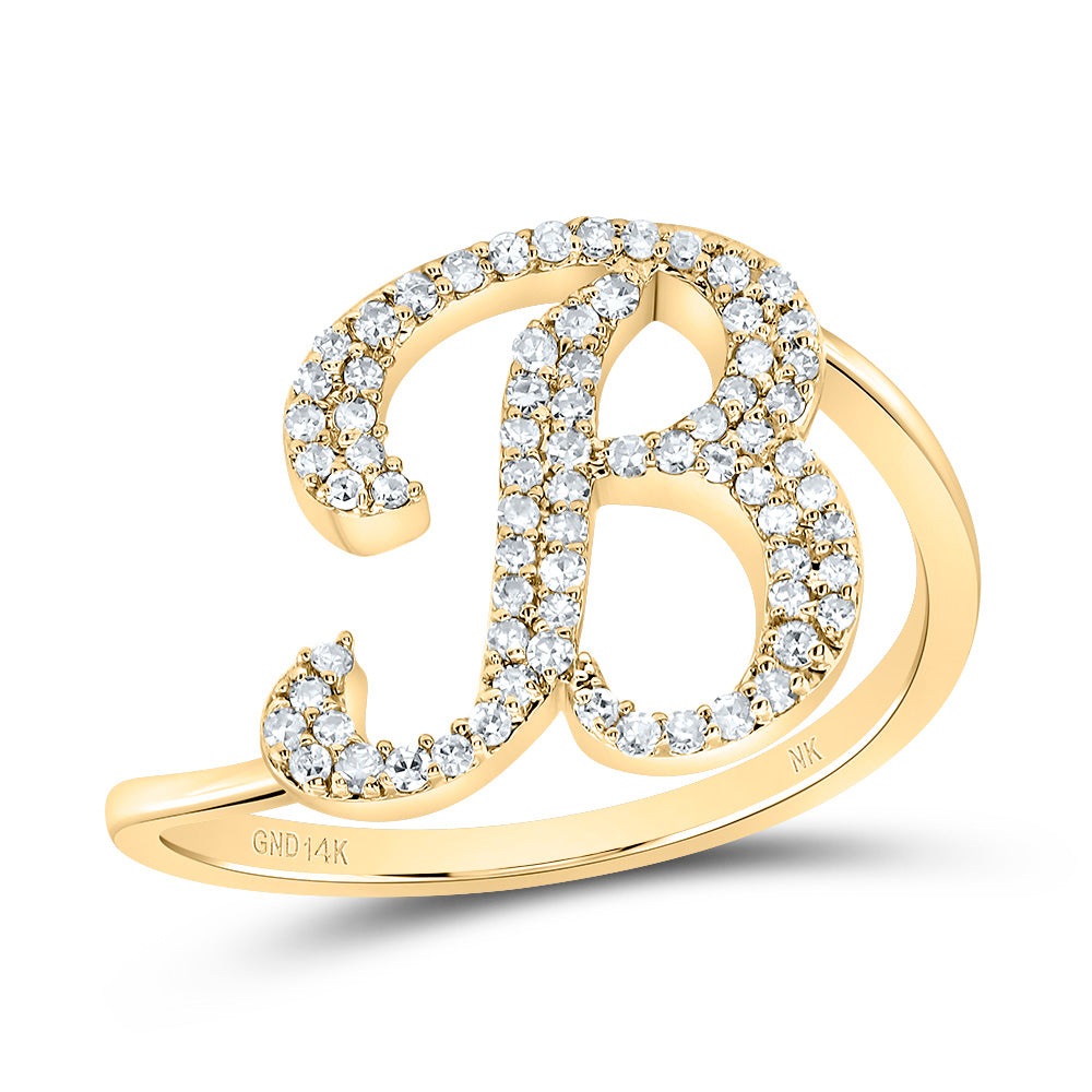 14kt Yellow Gold Diamond Initial Wedding Engagement Anniversary Ring