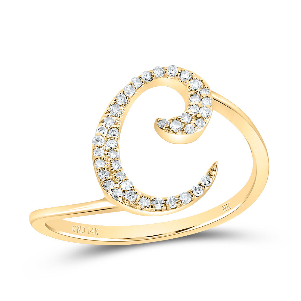 14kt Yellow Gold Diamond Initial Wedding Engagement Anniversary Ring