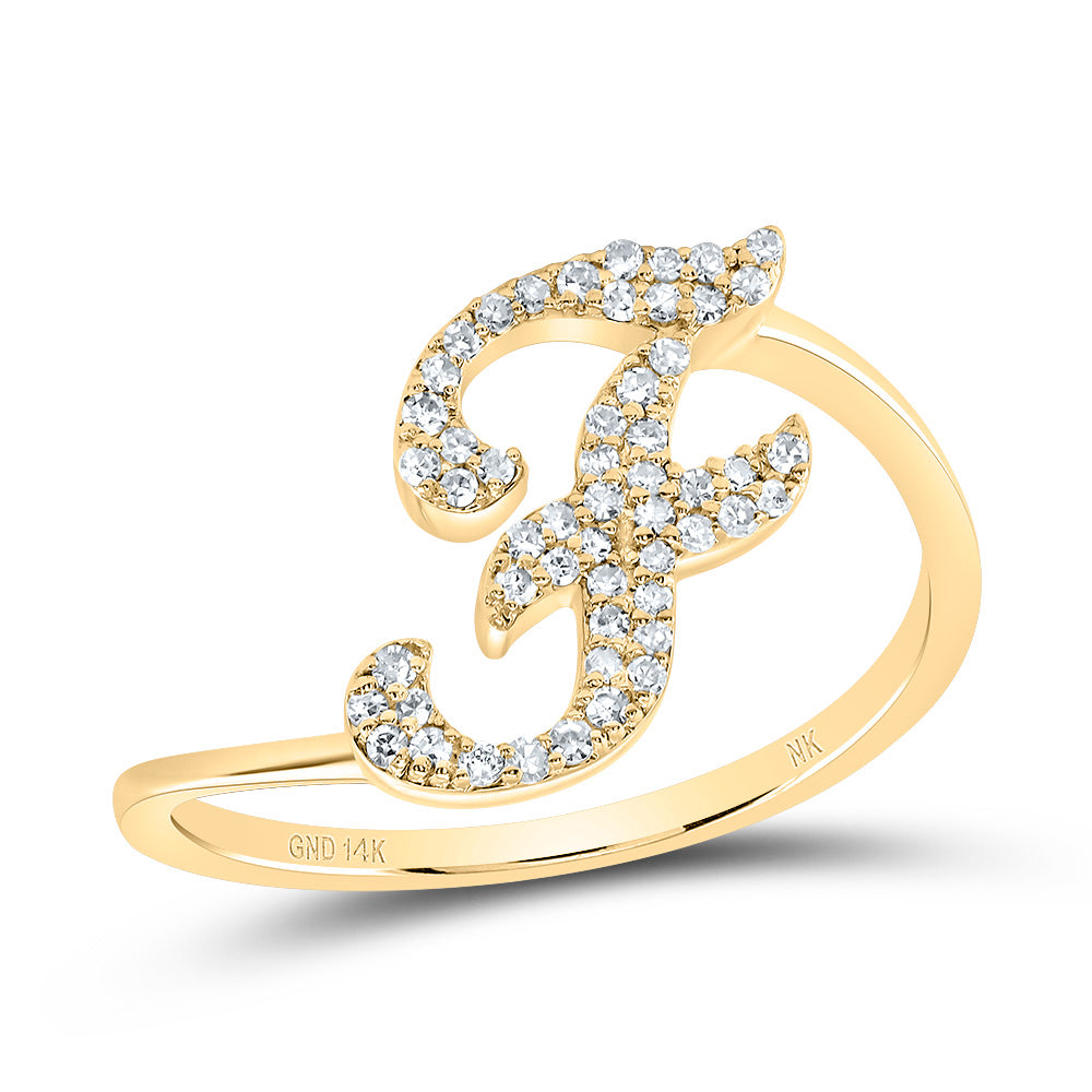 14kt Yellow Gold Diamond Initial Wedding Engagement Anniversary Ring
