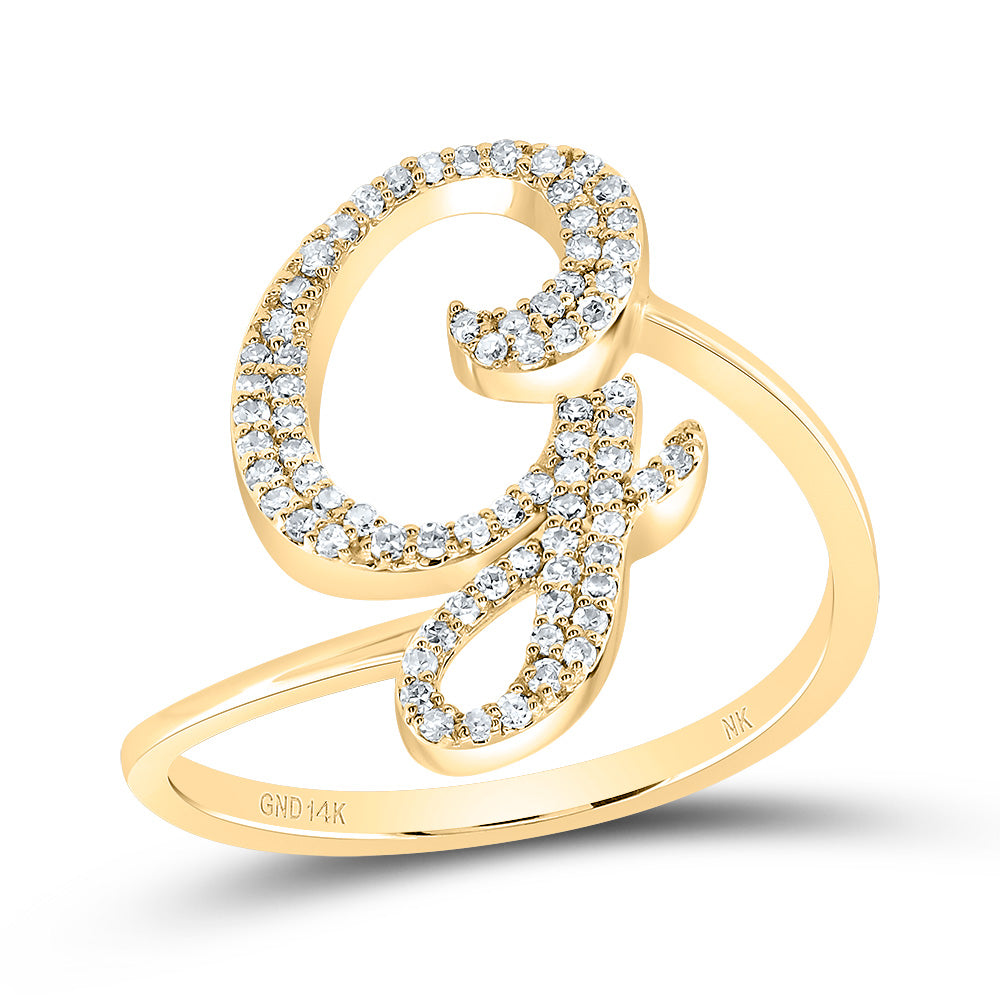 14kt Yellow Gold Diamond Initial Wedding Engagement Anniversary Ring