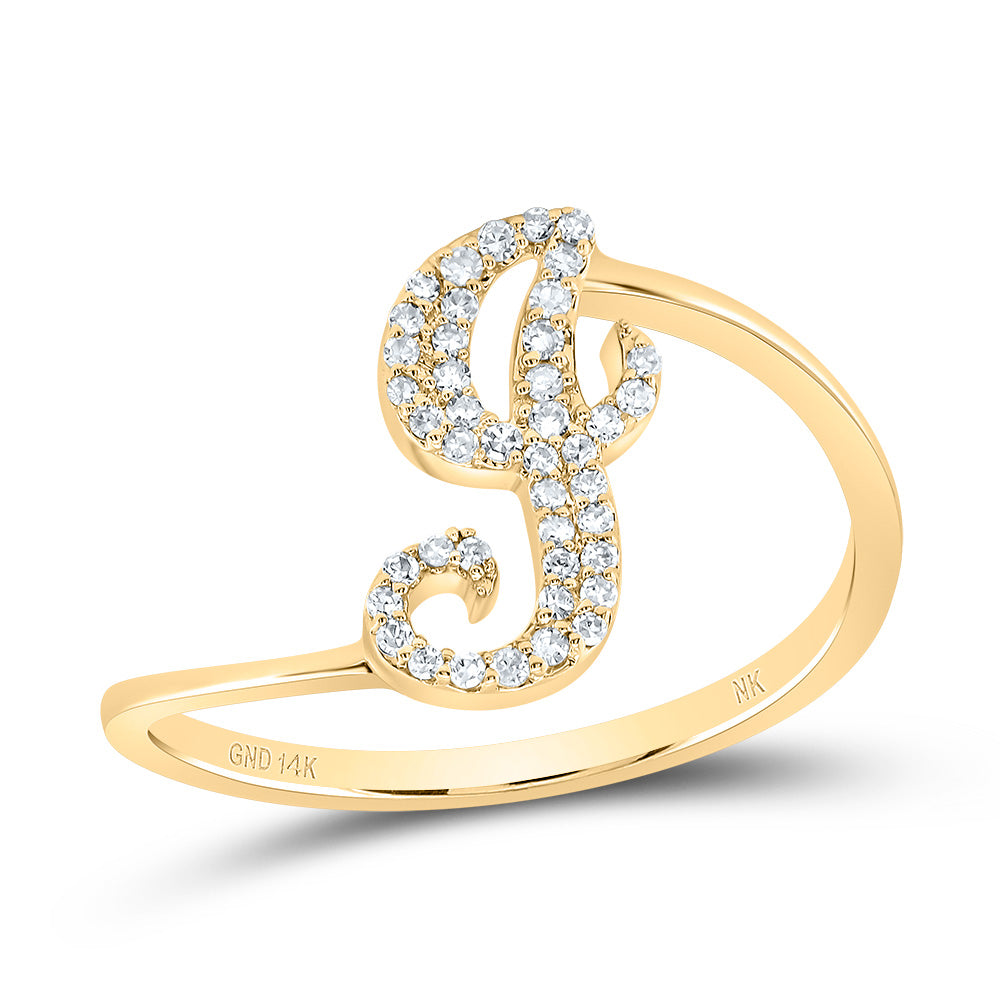 14kt Yellow Gold Diamond Initial Wedding Engagement Anniversary Ring