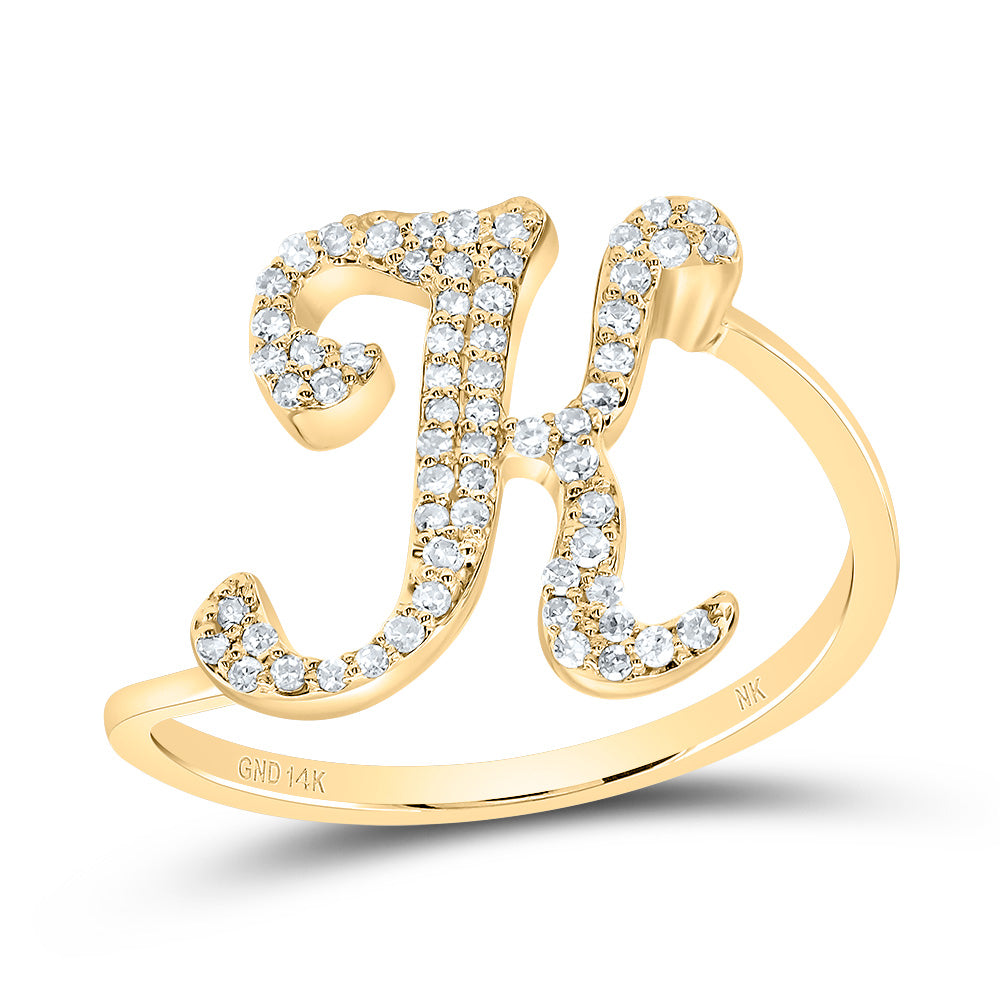 14kt Yellow Gold Diamond Initial Wedding Engagement Anniversary Ring