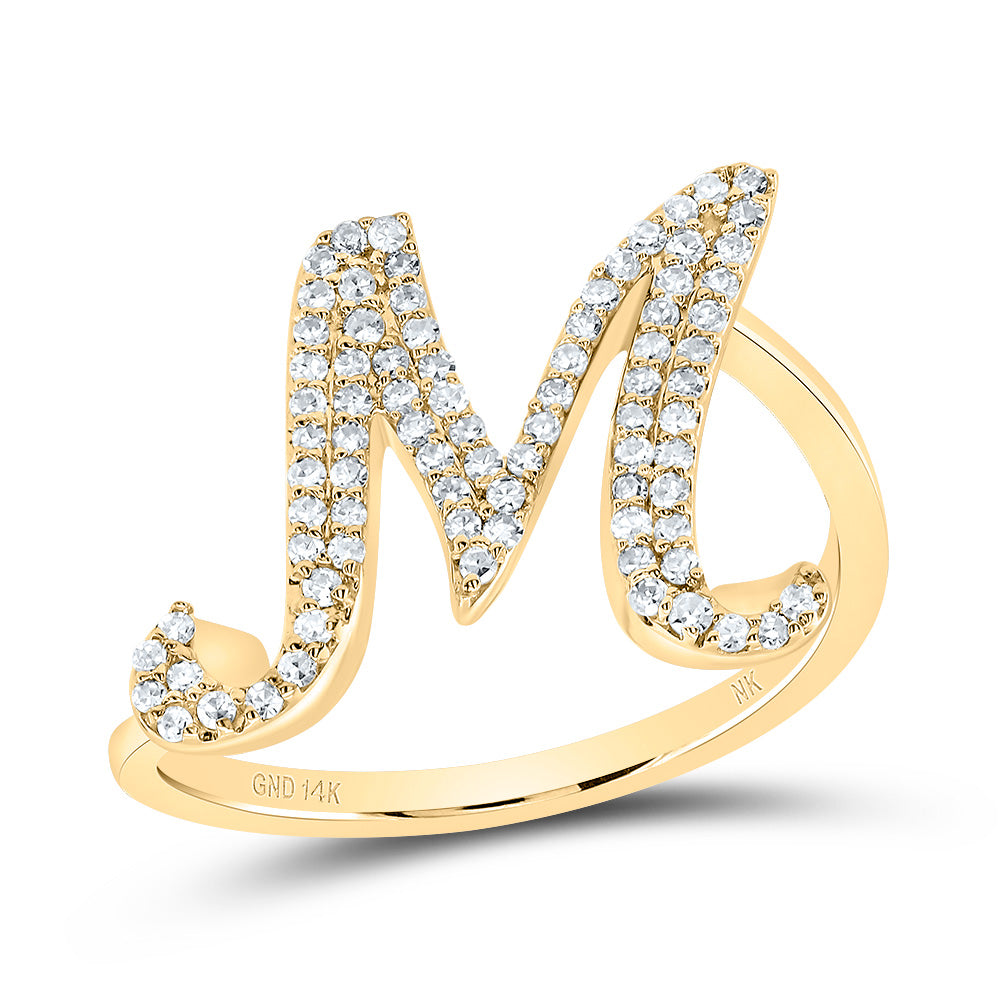 14kt Yellow Gold Diamond Initial Wedding Engagement Anniversary Ring