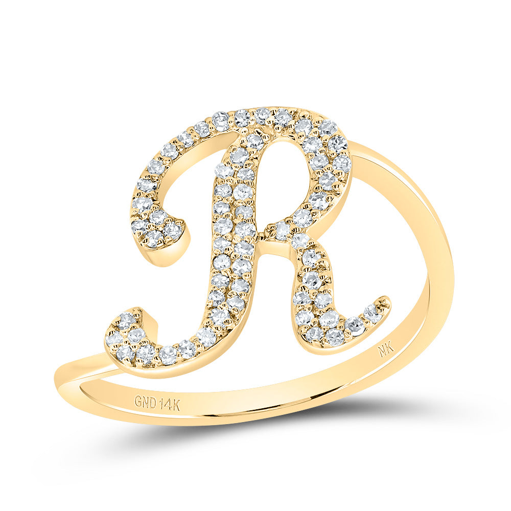 14kt Yellow Gold Diamond Initial Wedding Engagement Anniversary Ring