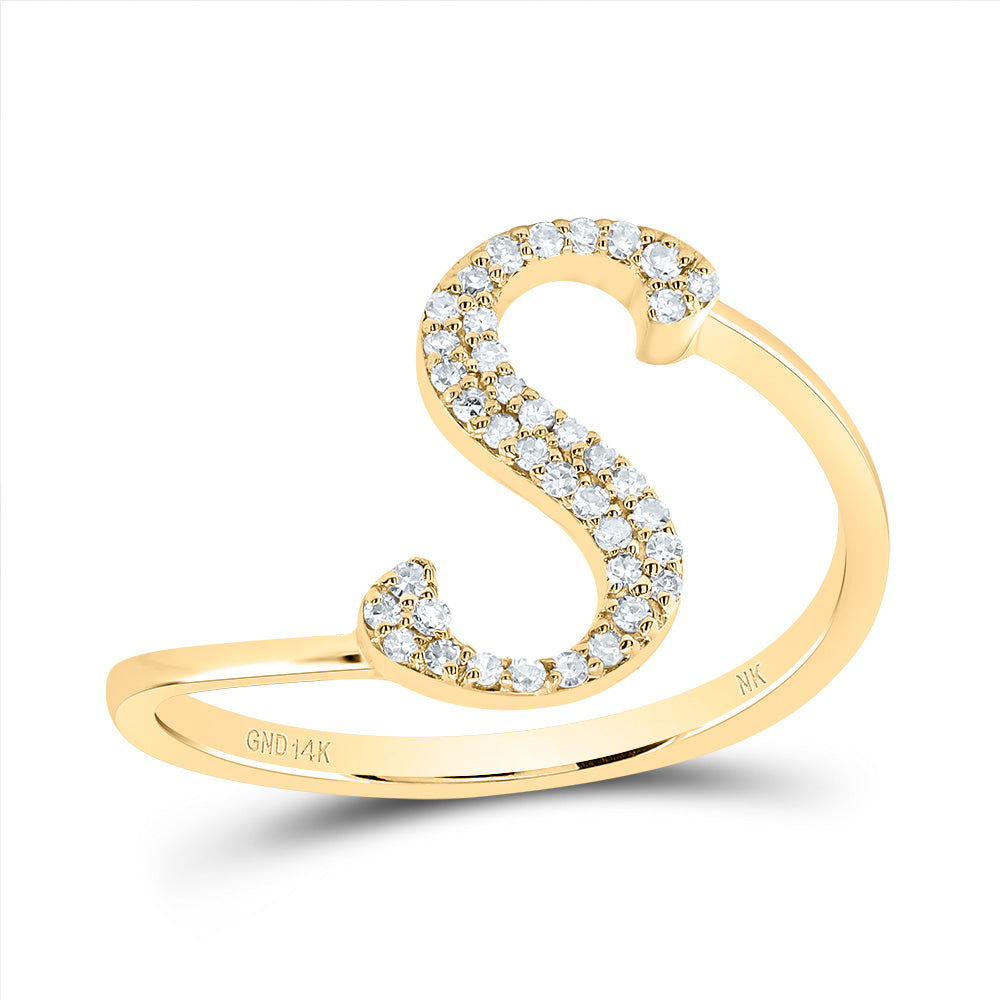 14kt Yellow Gold Diamond Initial Wedding Engagement Anniversary Ring
