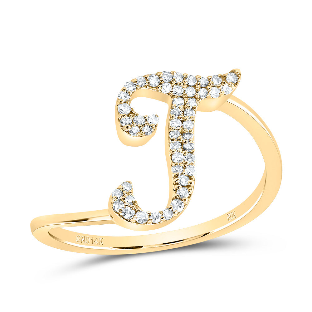 14kt Yellow Gold Diamond Initial Wedding Engagement Anniversary Ring