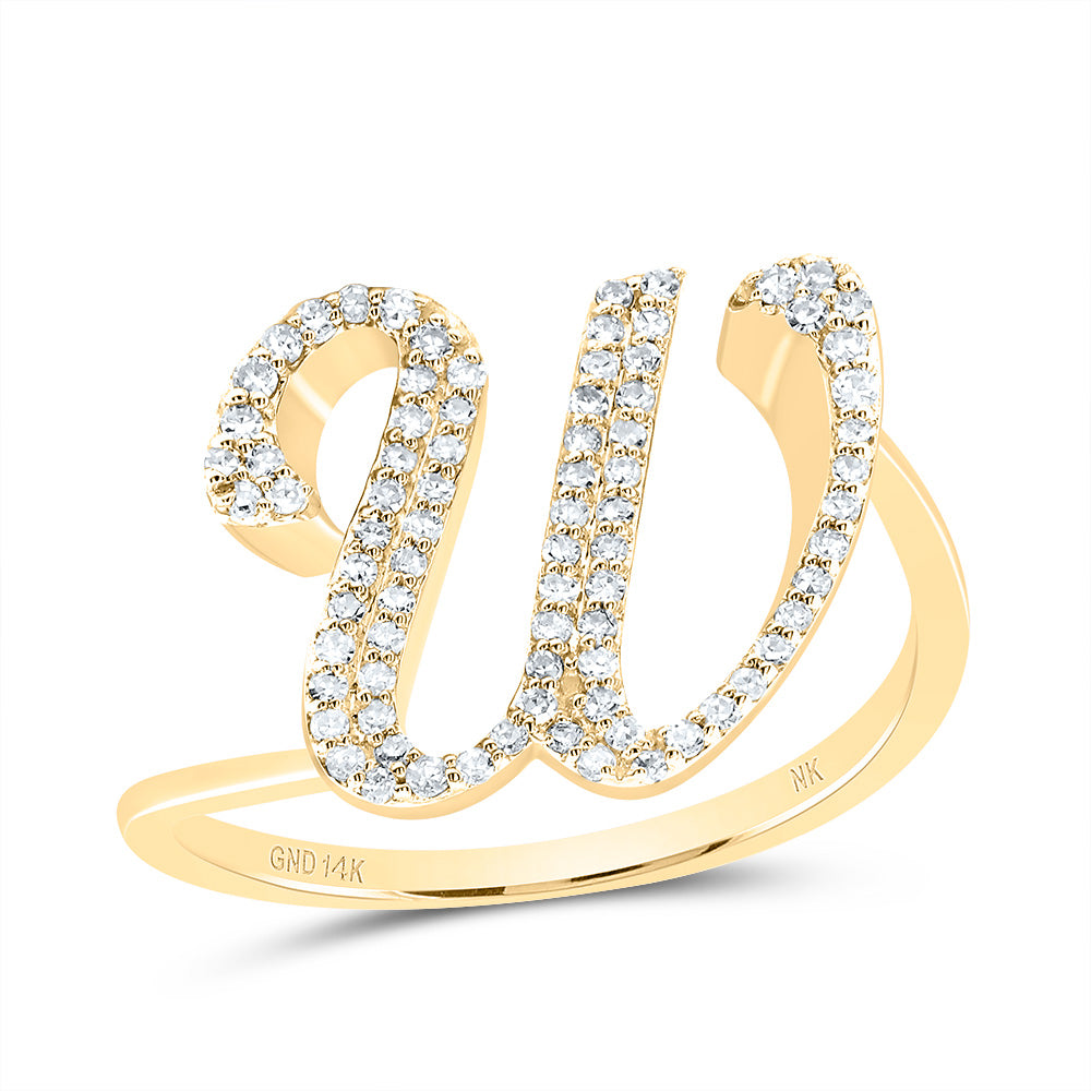 14kt Yellow Gold Diamond Initial Wedding Engagement Anniversary Ring