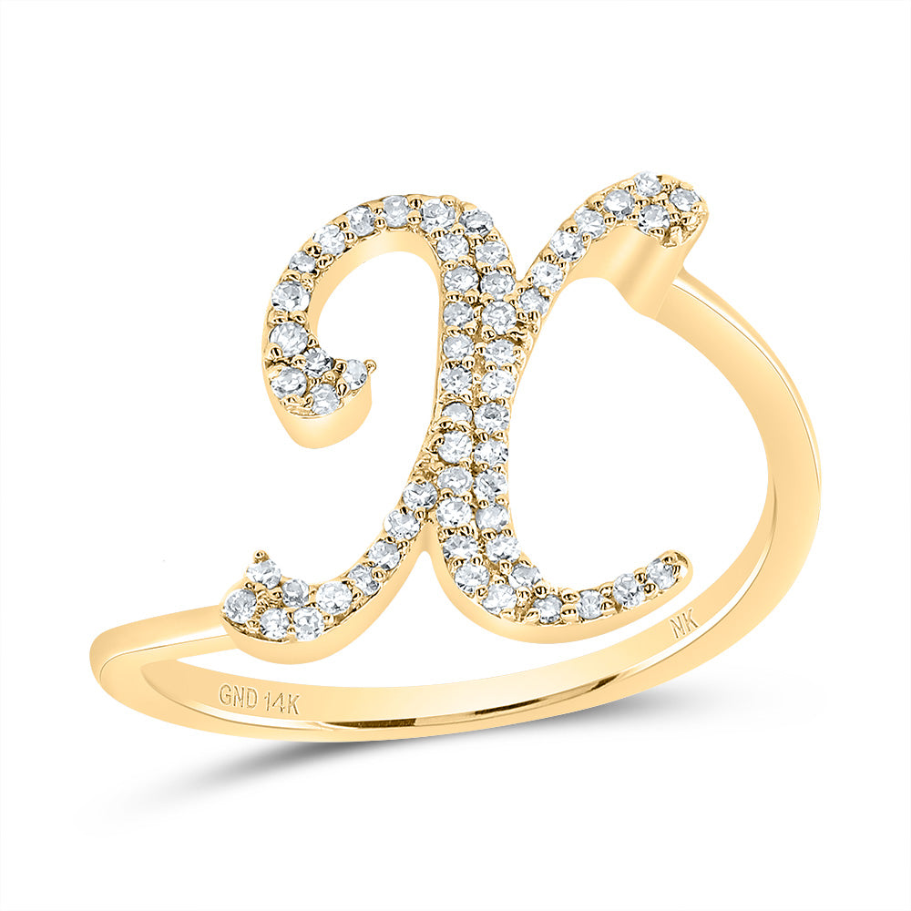 14kt Yellow Gold Diamond Initial Wedding Engagement Anniversary Ring