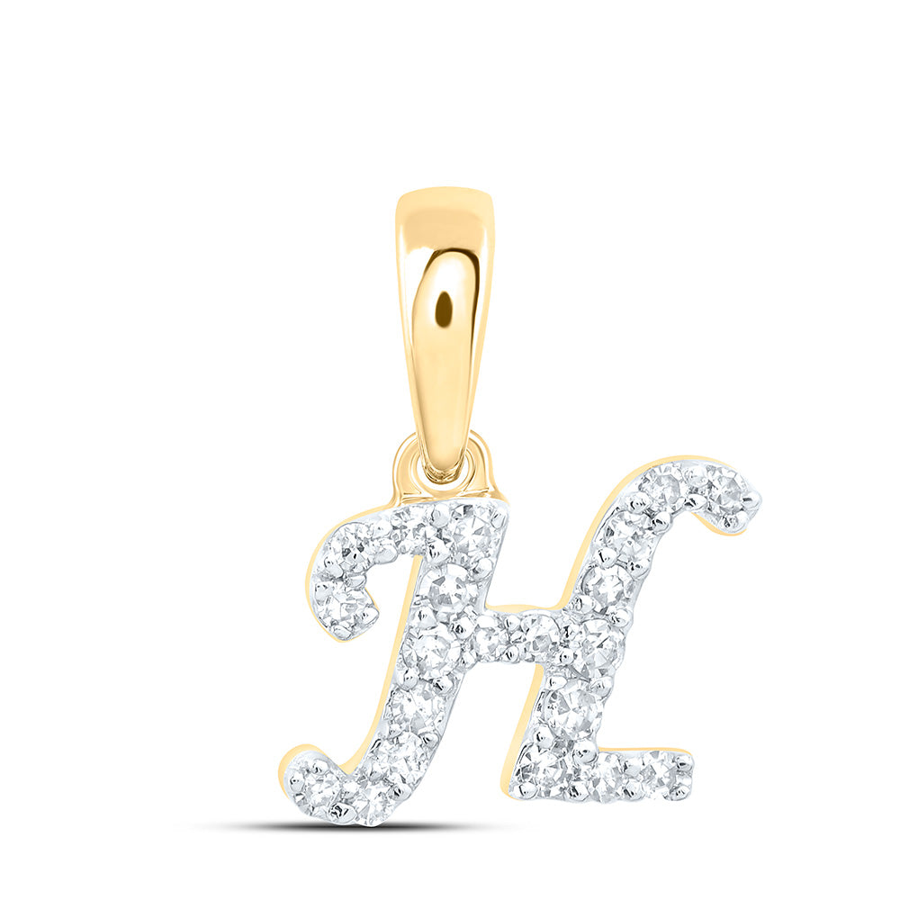 10kt Yellow Or White Gold Diamond Initial Pendant
