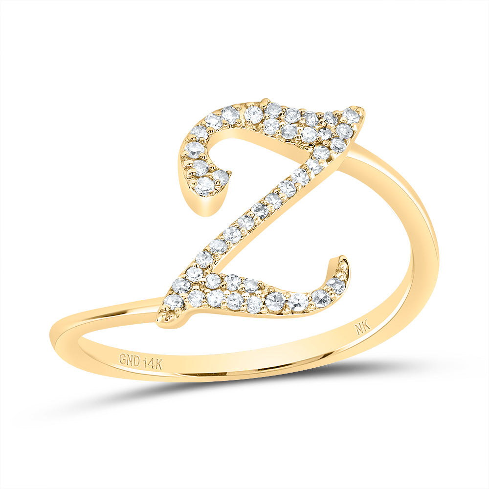 14kt Yellow Gold Diamond Initial Wedding Engagement Anniversary Ring