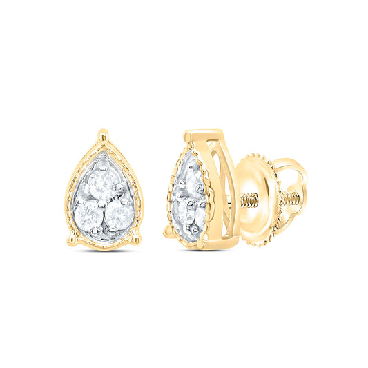 10kt Yellow Gold 1/8 Cttw Diamond Pear Stud Earring