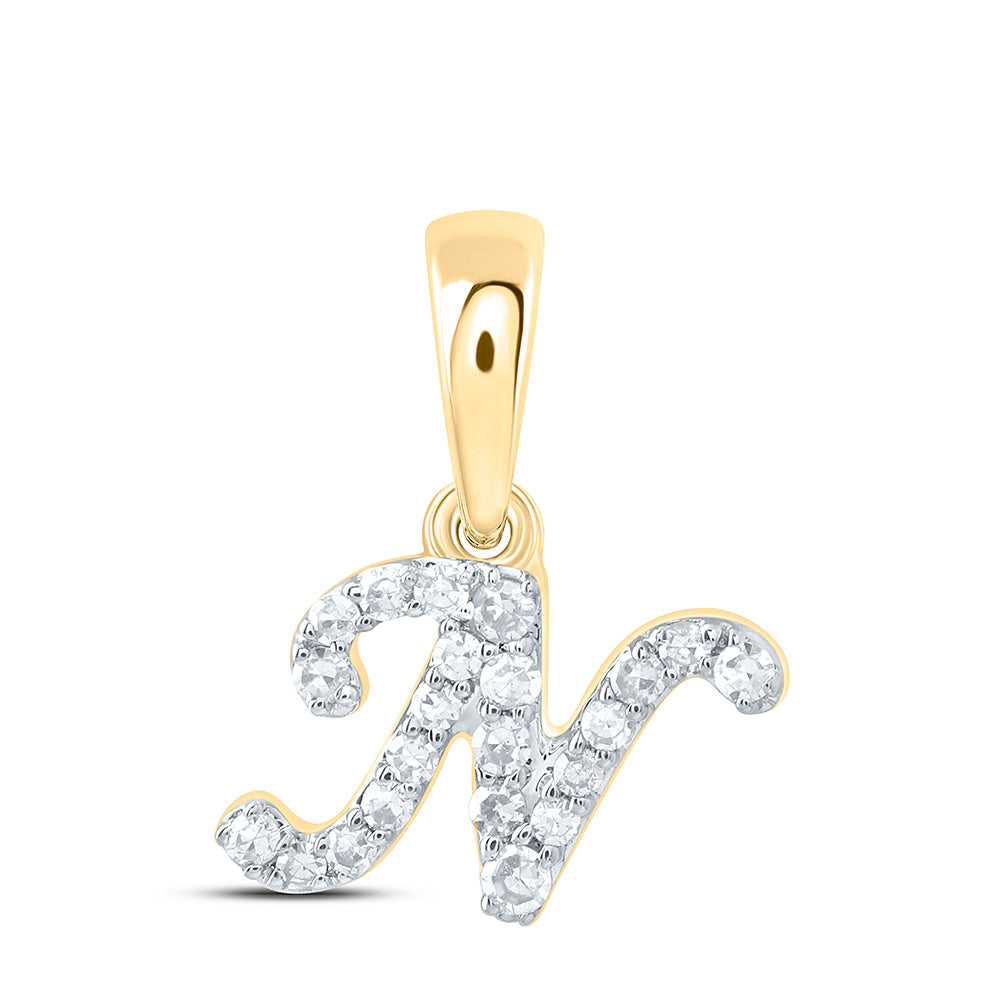 10kt Yellow Or White Gold Diamond Initial Pendant