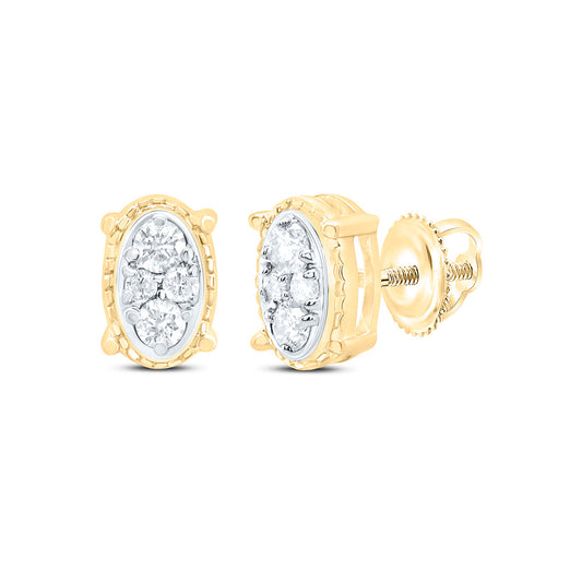 10kt Yellow Gold 1/6 Cttw Diamond Oval Stud Earring