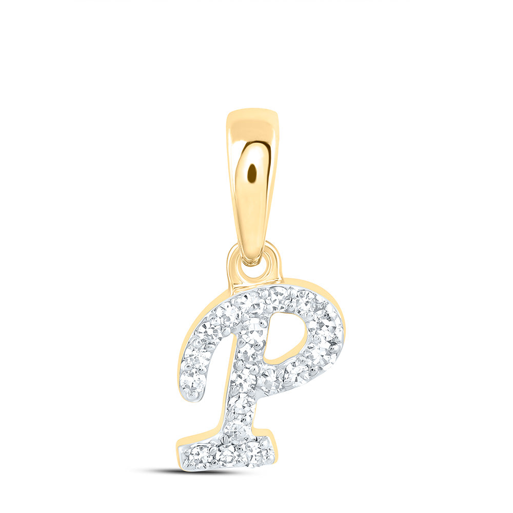 10kt Yellow Or White Gold Diamond Initial Pendant
