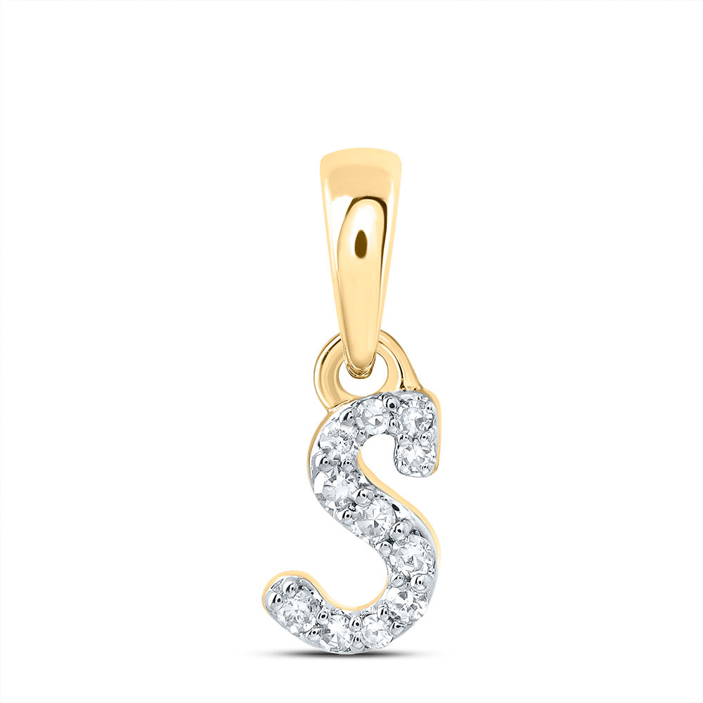 10kt Yellow Or White Gold Diamond Initial Pendant