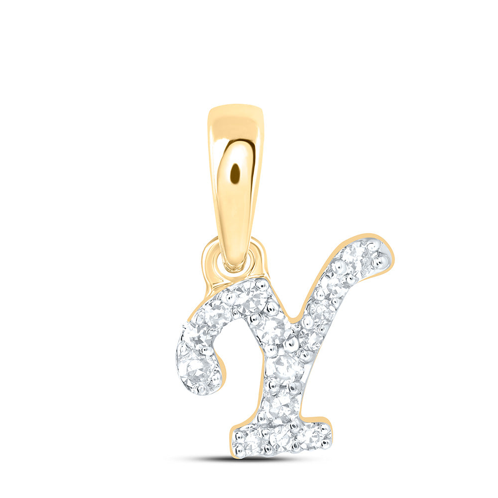 10kt Yellow Or White Gold Diamond Initial Pendant