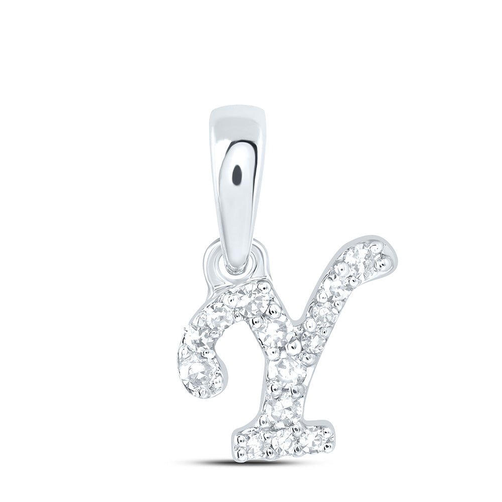 10kt Yellow Or White Gold Diamond Initial Pendant
