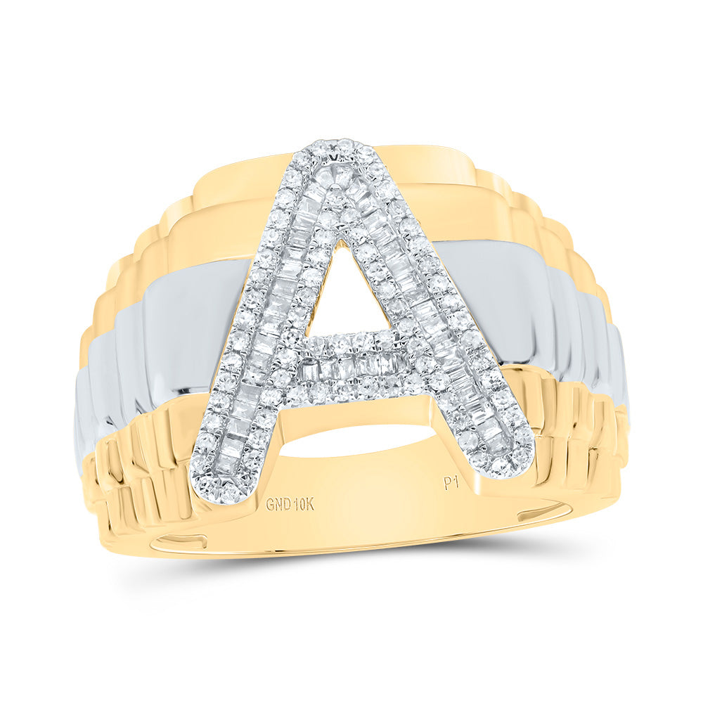 10kt Yellow Gold Natural Diamond Initial Men's Ring