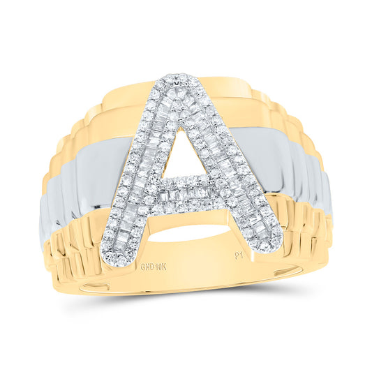10kt Yellow Gold Natural Diamond Initial Men's Ring