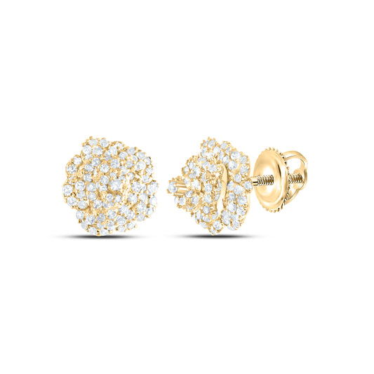 10kt Yellow Gold 1/2 Cttw Diamond Fashion Rose Stud Earring