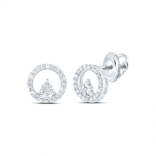 10kt White Gold 1/6 Cttw Diamond Round Stud Earring