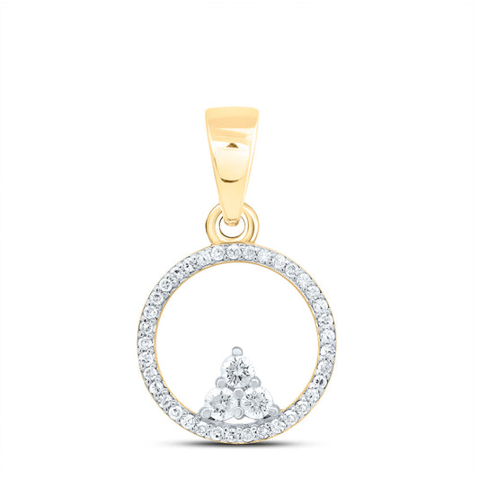 10kt Yellow Gold 1/5 Cttw Diamond Round Pendant
