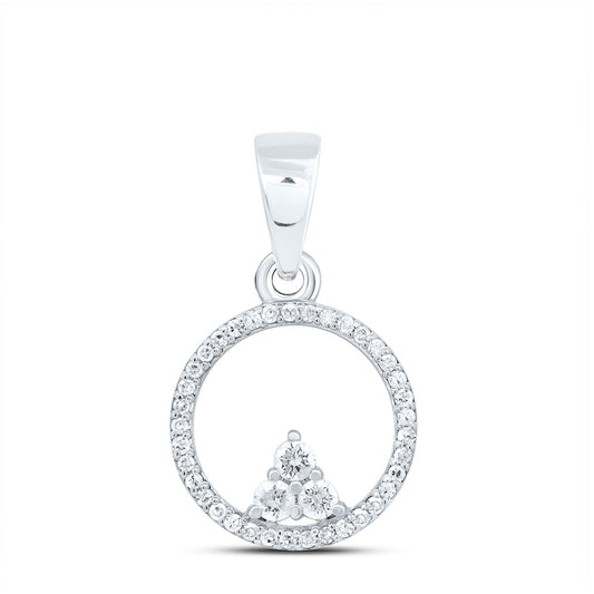 10kt White Gold 1/5 Cttw Diamond Round Pendant