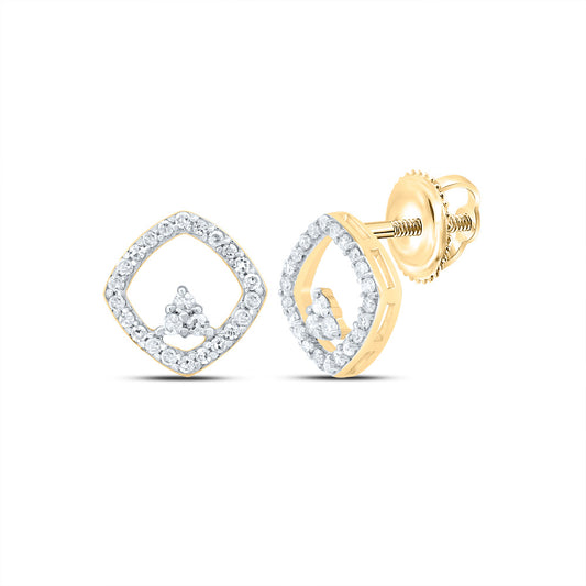 10kt Yellow Gold 1/6 Cttw Diamond Cushion Stud Earring