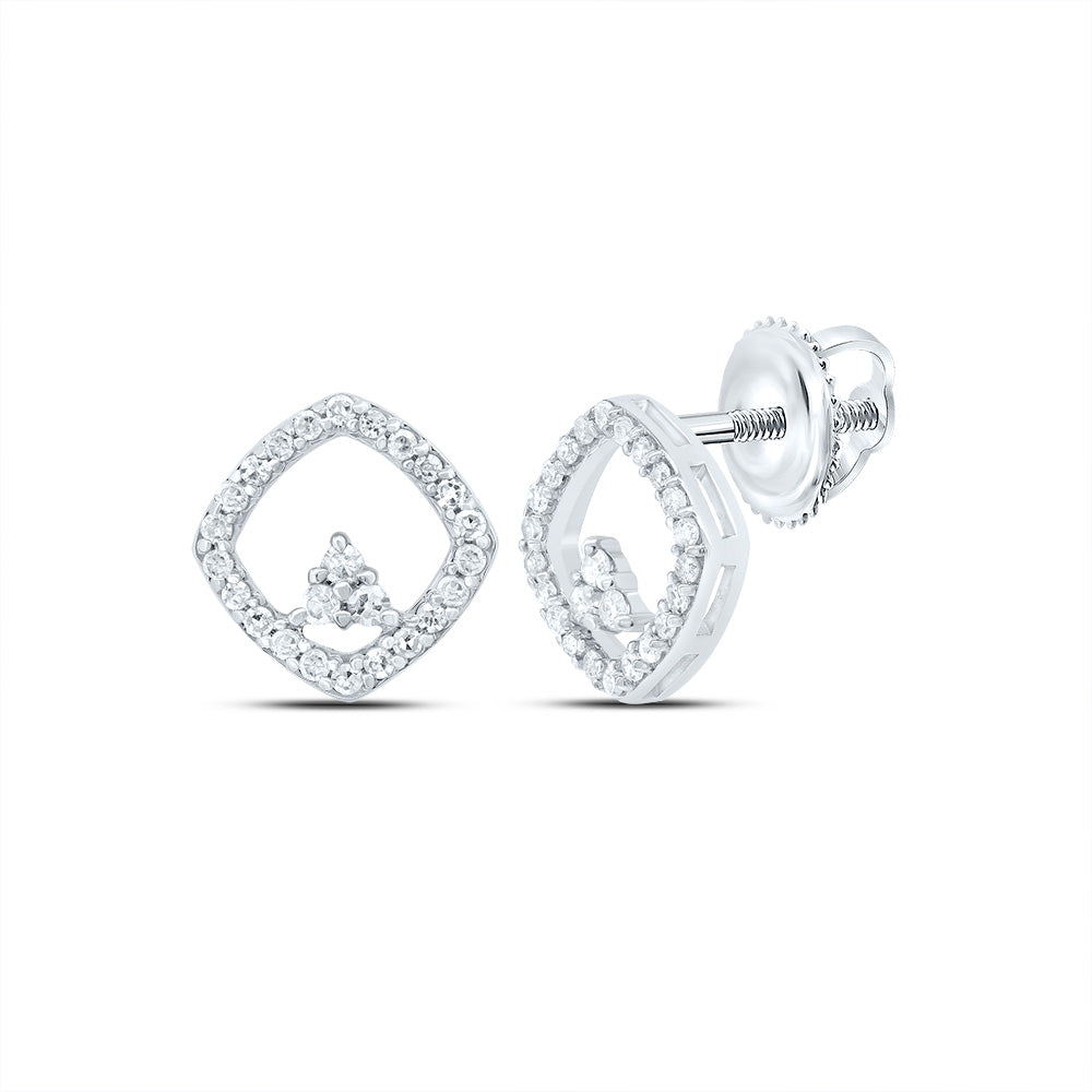 10kt White Gold 1/6 Cttw Diamond Cushion Stud Earring