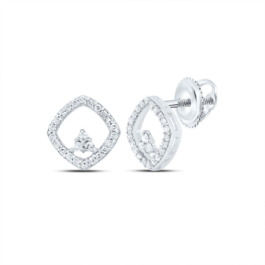 10kt White Gold 1/6 Cttw Diamond Cushion Stud Earring