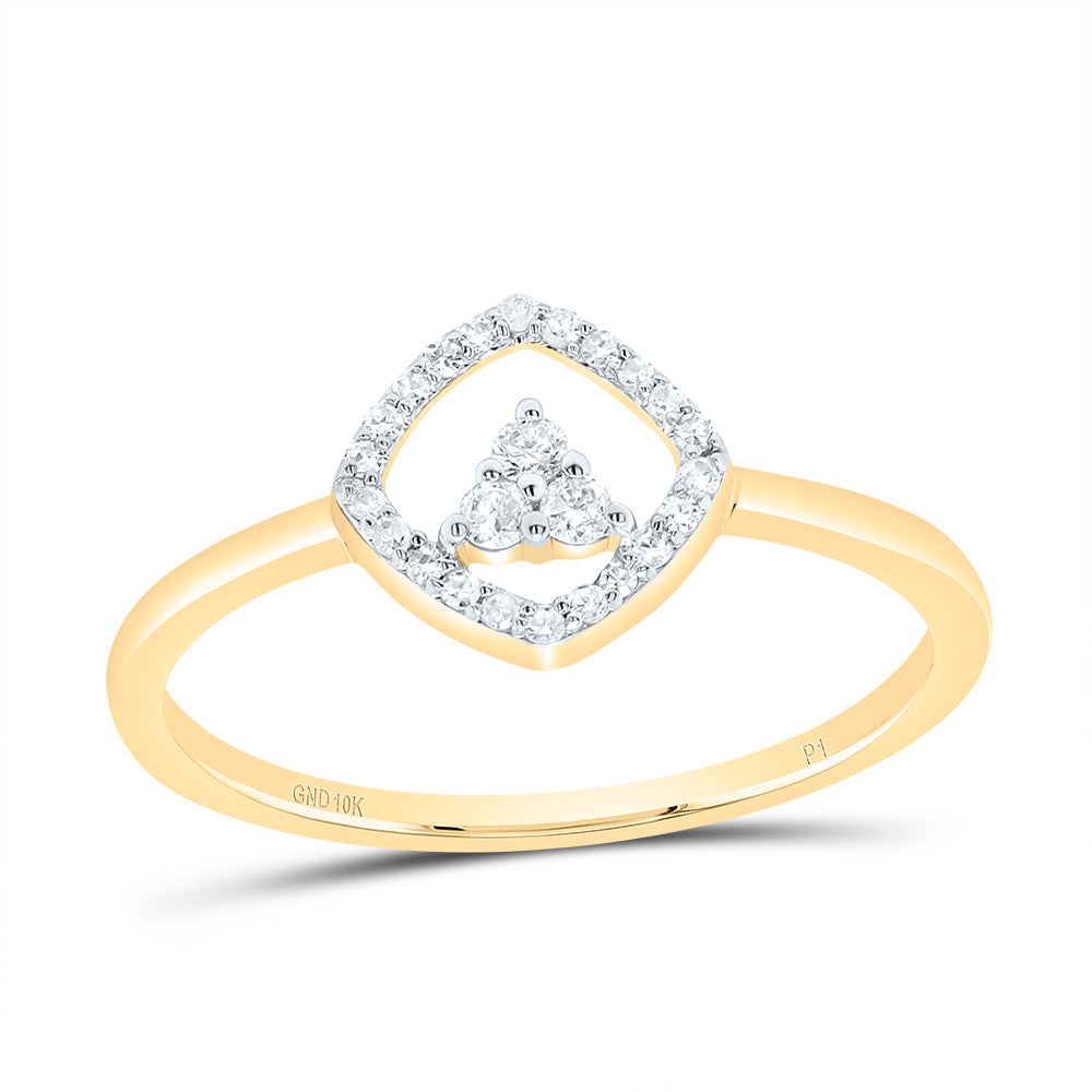 10kt Yellow Gold 1/8 Cttw Diamond Cushion Wedding Engagement Anniversary Ring, Women Size: 5-9