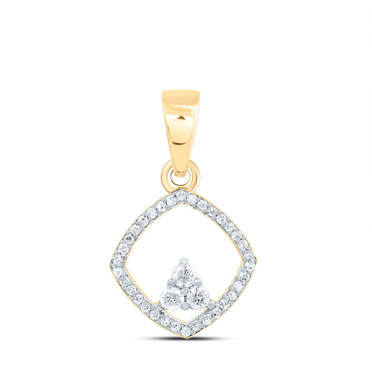 10kt Yellow Gold 1/5 Cttw Diamond Cushion Pendant