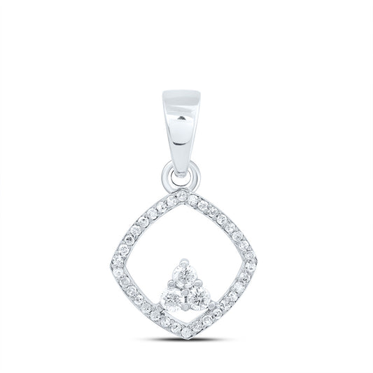 10kt White Gold 1/5 Cttw Diamond Cushion Pendant