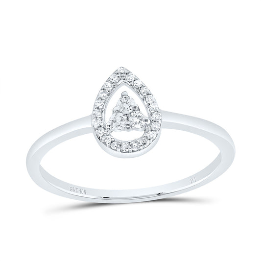 10kt White Gold 1/10 Cttw Diamond Pear Wedding Engagement Anniversary Ring, Women Size: 5-9