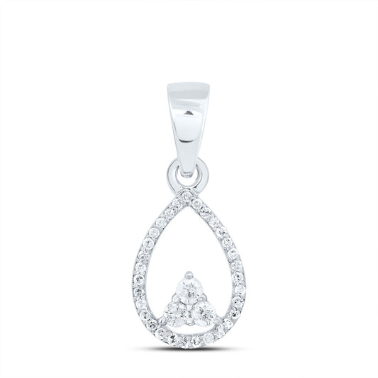 10kt White Gold 1/6 Cttw Diamond Pear Pendant