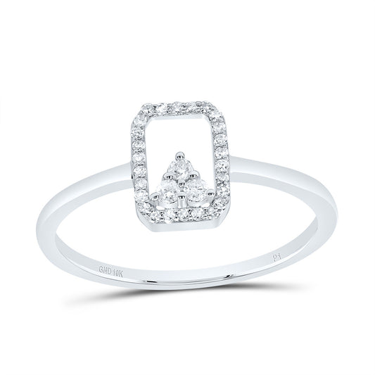 10kt White Gold 1/8 Cttw Diamond Emerald Wedding Engagement Anniversary Ring, Women Size: 5-9