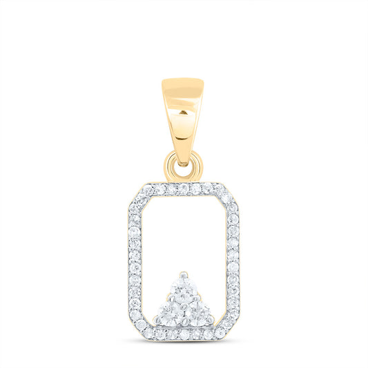 10kt Yellow Gold 1/5 Cttw Diamond Emerald Pendant