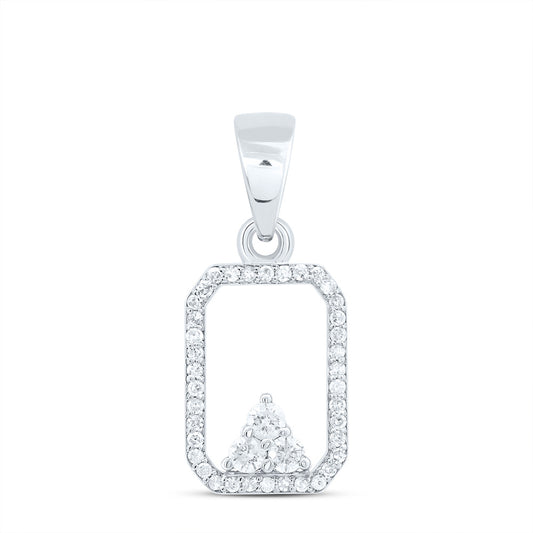 10kt White Gold 1/5 Cttw Diamond Emerald Pendant
