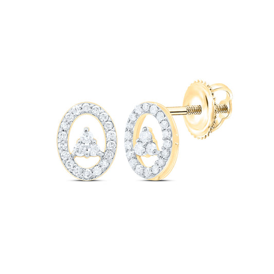 10kt Yellow Gold 1/6 Cttw Diamond Oval Stud Earring